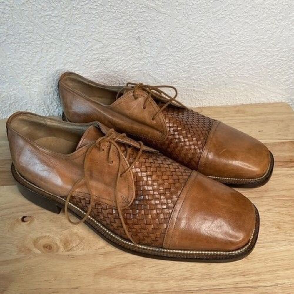 Bachrach Brown Leather Lace Up Dress Oxford Men Size 10M Italy